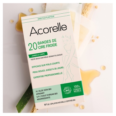 Acorelle Bandes de Cire Froide Jambes & Corps Bio x 20 Unités