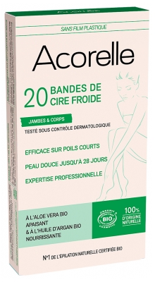 Acorelle Bandes de Cire Froide Jambes & Corps Bio x 20 Unités