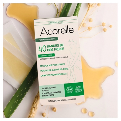 Acorelle Bandes de Cire Froide Jambes & Corps Bio x 40 Unités