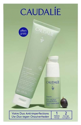Caudalie Vinopure Sérum Anti-Imperfections 30 ml + Gelée Nettoyante Purifiante Eau de Raisin 150 ml Offert