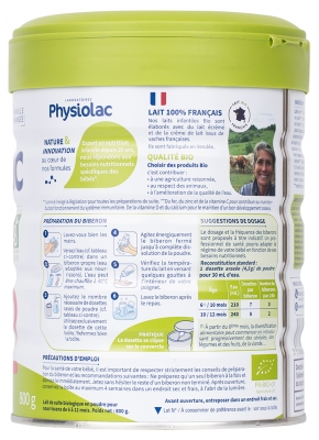 Physiolac Bio 2 800 g Certbio