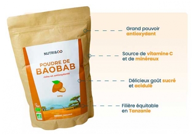 Nutri&Co Poudre de Baobab Bio 50 Portions 500 g