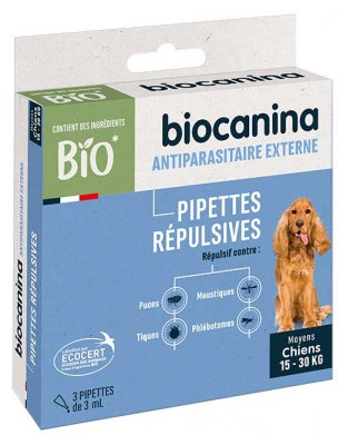 Biocanina Pipettes Répulsives Chiens de 15 à 30 Kg 3 Unités