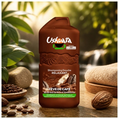 Ushuaïa Shampoing Douche Relaxant Fève de Café du Brésil & Noix d'Amazonie 280 ml