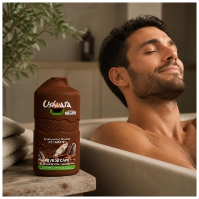 Ushuaïa Shampoing Douche Relaxant Fève de Café du Brésil & Noix d'Amazonie 280 ml