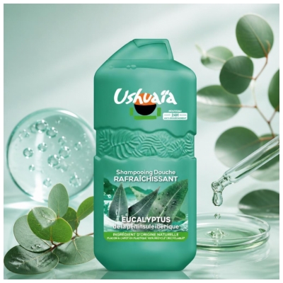 Ushuaïa Shampoing Douche Rafraîchissant Eucalyptus de la Péninsule Ibérique 280 ml