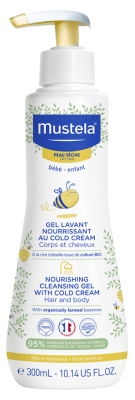 Mustela Gel Lavant Nourrissant au Cold Cream à la Cire d'Abeille Bio Peau Sèche 300 ml