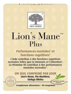 New Nordic Lion's Mane Plus Performances Mentales 30 Comprimés