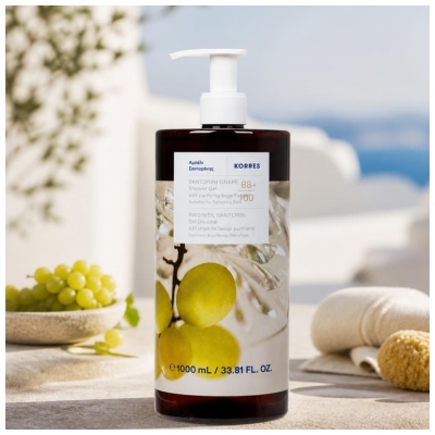 Korres Gel Douche Raisin de Santorin à l'Extrait de Sauge Purifiante 1L 