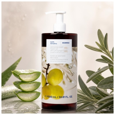 Korres Gel Douche Raisin de Santorin à l'Extrait de Sauge Purifiante 1L 