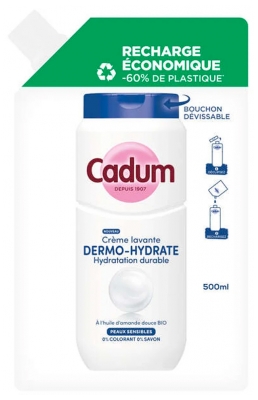 Cadum Crème Lavante Dermo-Hydrate Peaux Sensibles Éco-Recharge 500 ml