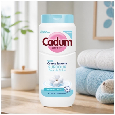 Cadum Crème Lavante Surdoux Fleur de Coton Effet Peau de Bébé 500 ml