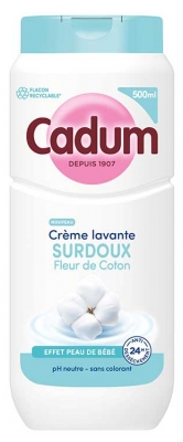 Cadum Crème Lavante Surdoux Fleur de Coton Effet Peau de Bébé 500 ml