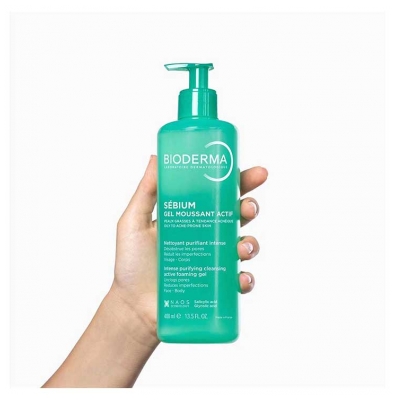 Bioderma Sébium Gel Moussant Actif Peaux Grasses à Tendance Acnéique 400 ml