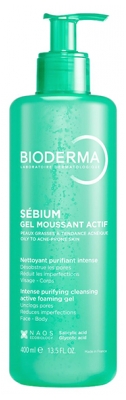Bioderma Sébium Gel Moussant Actif Peaux Grasses à Tendance Acnéique 400 ml