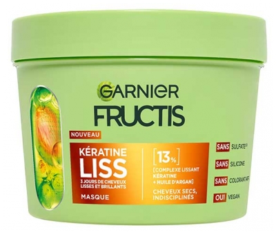 Garnier Fructis Masque Kératine Liss Cheveux Secs Indisciplinés 370 ml