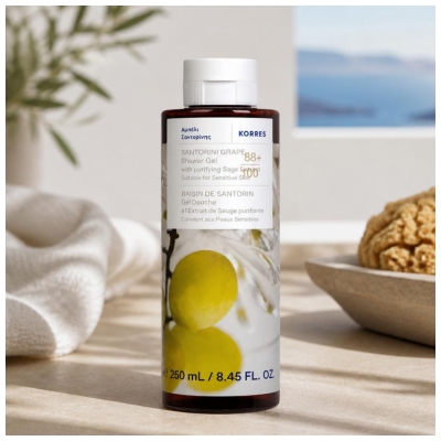 Korres Gel Douche Raisin de Santorin à l'Extrait de Sauge Purifiante 250 ml