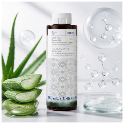 Korres Gel Douche Thé à la Menthe à l'Extrait de Sauge Purifiante 250 ml