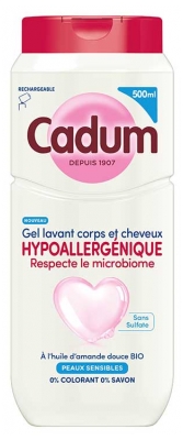 Cadum Gel Lavant Corps et Cheveux Hypoallergénique Peaux Sensibles 500 ml