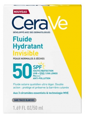 CeraVe Fluide Hydratant Invisible Peaux Normales à Sèches SPF50 50 ml