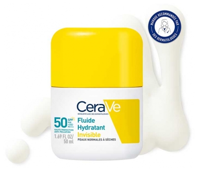 CeraVe Fluide Hydratant Invisible Peaux Normales à Sèches SPF50 50 ml
