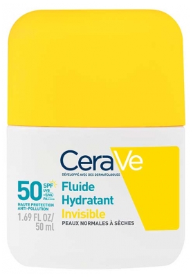 CeraVe Fluide Hydratant Invisible Peaux Normales à Sèches SPF50 50 ml