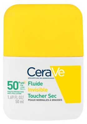 CeraVe Fluide Invisible Toucher Sec Peaux Normales à Grasses SPF50+ 50 ml