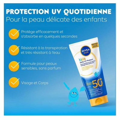 Nivea Sun Daily UV Protect Kids Lait Solaire Peaux Sensibles SPF50+ 100 ml