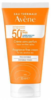 Avène Eau Thermale - Solaire - Crème 50+ Uvb Uva Lumière Bleue Hev Peaux Sensibles Sèches Sans Parfum 50 ml