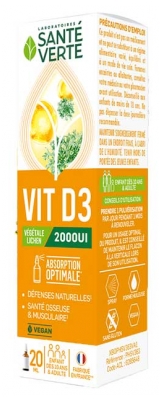 Santé Verte Vitamine D3 2000Ui Végétale Spray 20 ml