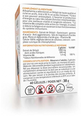 Arkopharma Arkogélules Shilajit 30 Jours 60 Gélules