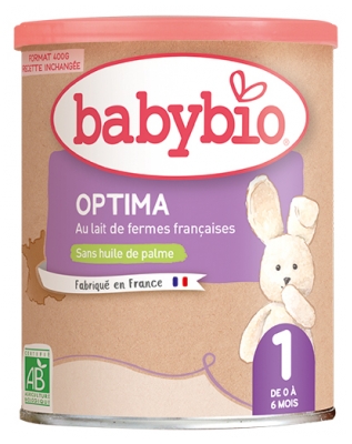 Babybio Optima 1 de 0 à 6 Mois au Lait de Vache Français Bio 400 g