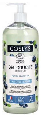Coslys Gel Douche Douceur Myrtille Sauvage Tous Types de Peaux Bio 1 L