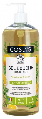 Coslys Gel Douche Tonifiant Citron-Verveine Bio Tous Types de Peaux 1 L