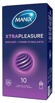 Manix Xtra Pleasure Nervuré + Forme Stimulante 10 Préservatifs