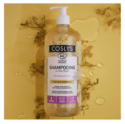 Coslys Shampoing Ultra-Doux Reines des Prés Cheveux Normaux Bio 1 L