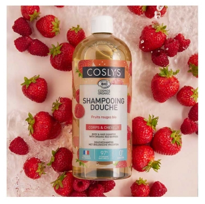 Coslys Shampoing Douche Corps & Cheveux Fruits Rouges Bio 1 L