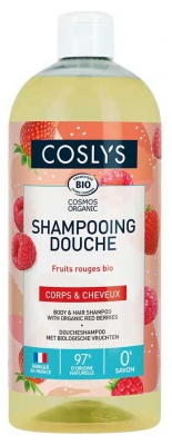 Coslys Shampoing Douche Corps & Cheveux Fruits Rouges Bio 1 L