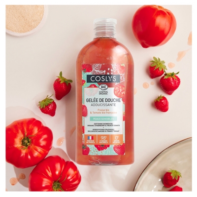 Coslys Gelée de Douche Adoucissante Fraise-Tomate Toutes Peaux Bio 250 ml