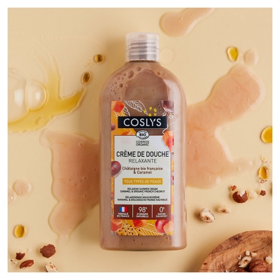 Coslys Crème de Douche Relaxante Caramel-Châtaigne Tous Types de Peaux Bio 250 ml