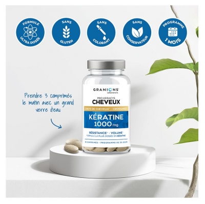 Granions Pro Keracys Kératine 1000 mg Chute de Cheveux & Croissance 90 Comprimés