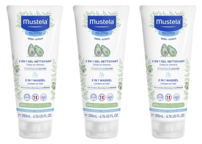 Gel Nettoyant 2 en 1 pour Bébé à l'Huile d'Amande Douce Lot de 2 x 250 ml