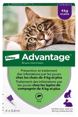 Advantage Chat – Anti-Puces Pour Chats – 4 kg et Plus - 4 Pipettes