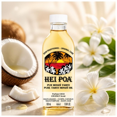 Hei Poa Pur Monoï Tahiti Hydratant Nourrissant - Parfum Coco 100 ml