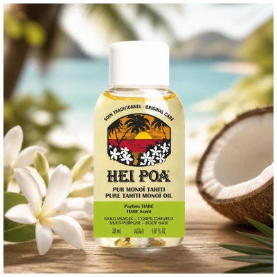 Hei Poa Pur Monoï Tahiti Hydratant Nourrissant - Parfum Tiaré 30 ml