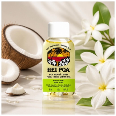 Hei Poa Pur Monoï Tahiti Hydratant Nourrissant - Parfum Tiaré 30 ml