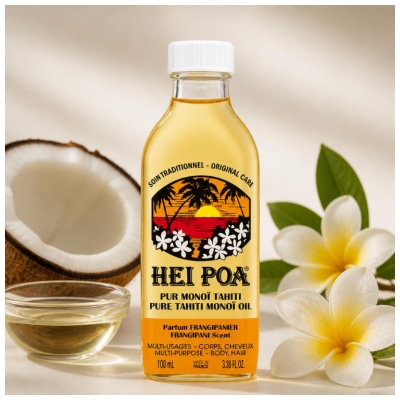 Hei Poa Pur Monoï Tahiti Hydratant Nourrissant - Parfum Frangipanier 100 ml