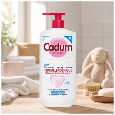 Cadum Gel Lavant Corps et Cheveux Hypoallergénique Peaux Sensibles 1 L