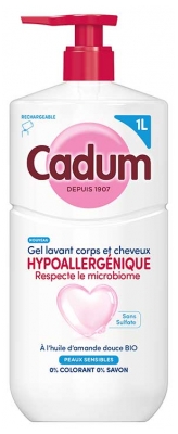 Cadum Gel Lavant Corps et Cheveux Hypoallergénique Peaux Sensibles 1 L