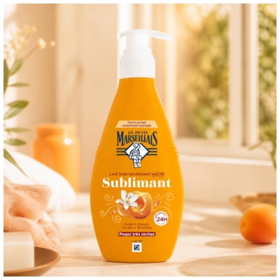 Le Petit Marseillais Lait Soin Hydratant Nacré Sublimant pour les Peaux Très Sèches 250 ml